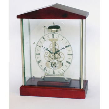 200811 Red cherry wood skeleton clock.