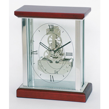 20087 Small red cherry wood skeleton clock