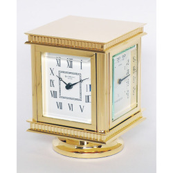 David Peterson Executive Desk Cube Clock / Thermometer / Hygrometer - Gold Plated