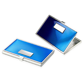 Enamel Business Card Case - Blue
