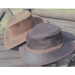 Snowy Mountain Leather Hat - 166a