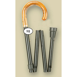 Folding Walking Sticks with Folding Walking Stick with Crook-Natural wood and Black Shaft - 98