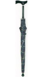 Walking Stick Umbrella, Grey/Purple Tartan.