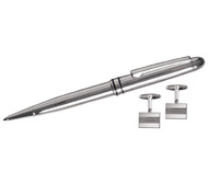 Silver Plated Chunky Ballpoint Pen and Cufflink set