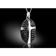 Pavee Cross necklace black without necklace Sterling Silver