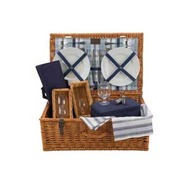 Chambray Picnic Hamper - Fitted Wicker Picnic Hamper