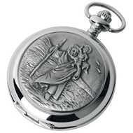 Woodford Full Hunter Chrome/Pewter St Christopher Pocket Watch 1895