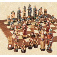 Hand painted chess pieces depicting Crusades