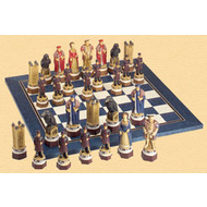Hand painted chess pieces depicting Henry VIII and the White Tower