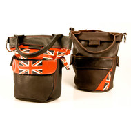 Leather Bucket Bag with Flag Motiff