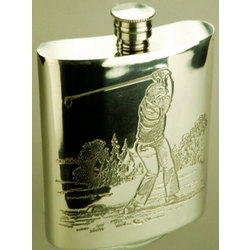 6oz Golf Rectangular Pewter Flask