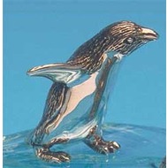 Silver Penguin Ornament - Running