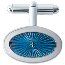 silver plated and rhodium Plated Blue Enamel T-bar Cufflinks