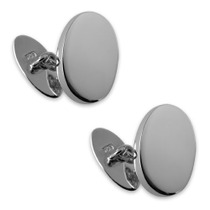 Sterling silver plain oval cufflinks 1