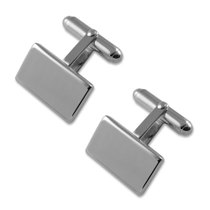 Sterling silver plain rectangular cufflinks 2