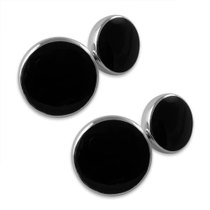 Silver plated onyx double-sided cufflinks