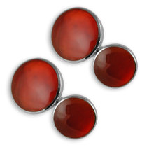 Stering silver cornelian double-sided cufflinks