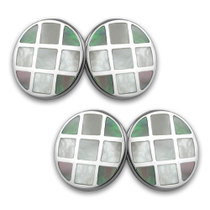 Sterling silver black & white mother of pearl  double-sided cufflinks