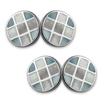 Sterling silver blue mother of pearl double-sided cufflinks