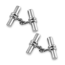 Sterling silver chain & barrel cufflinks