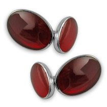 Sterling silver cornelian double-sided cufflinks