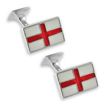 Sterling silver enamel St. George flag cufflinks
