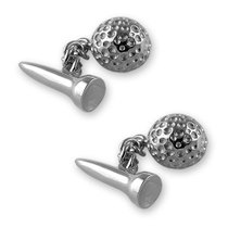 Sterling silver golf ball & tee cufflinks
