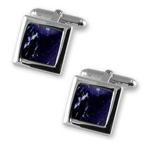 Sterling silver lapis square cufflinks