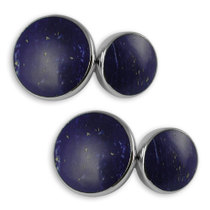 Sterling silver lapis round double-sided cufflinks