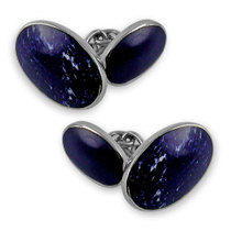 Sterling silver lapis oval double-sided cufflinks