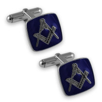 Sterling silver Masonic blue enamel cufflinks