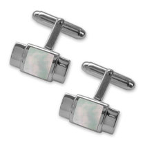 Sterling silver mother of pearl bar cufflinks