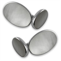 Sterling silver mother of pearl double-sided cuffflinks 1