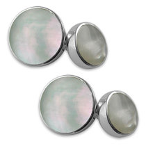 Sterling silver mother of pearl double-sided cufflinks 2