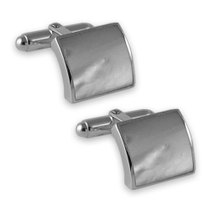 Sterling silver mother of pearl curved square cufflinks