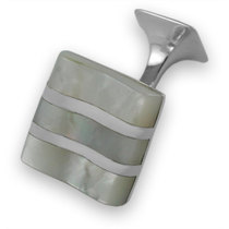 Sterling silver mother of pearl wave cufflinks