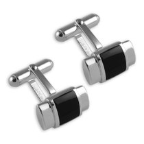 Sterling silver onyx bar cufflinks