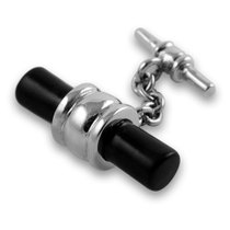 Sterling silver onyx barrel cufflinks