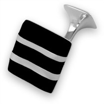 Sterling silver onyx wave cufflinks