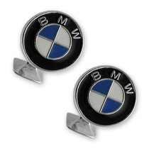 Silver plated enamel BMW cufflinks