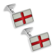 Silver plated enamel St George flag cufflinks