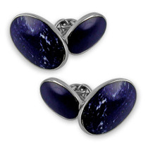 Silver plated lapis double-sided cufflinks