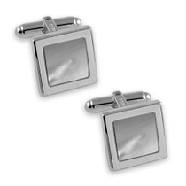 Silver plated mother of pearl square cufflinks