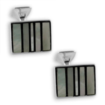 Silver plated mother of pearl striped cufflinks