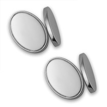 Sterling Silver Plated double-sided oval cufflinks