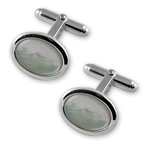 Sterling Silver Plated mother of pearl oval cufflinks