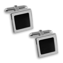 Sterling Silver Plated onyx square cufflinks