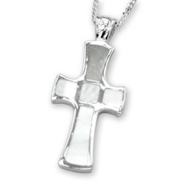 Sterling silver mother of pearl cross - 2.5cm