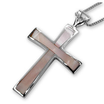 Sterling silver pink shell cross