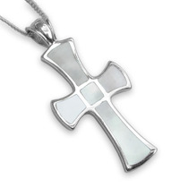 Sterlng silver mother of pearl cross - 3.5cm